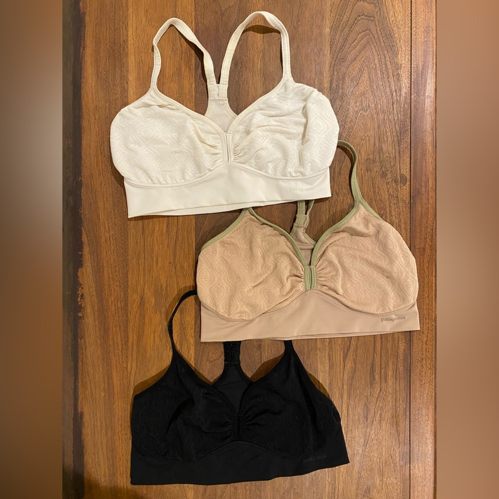 Patagonia Women's Bra Set of 3! (White, Tan & Black) US M